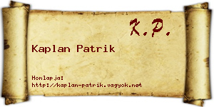 Kaplan Patrik névjegykártya